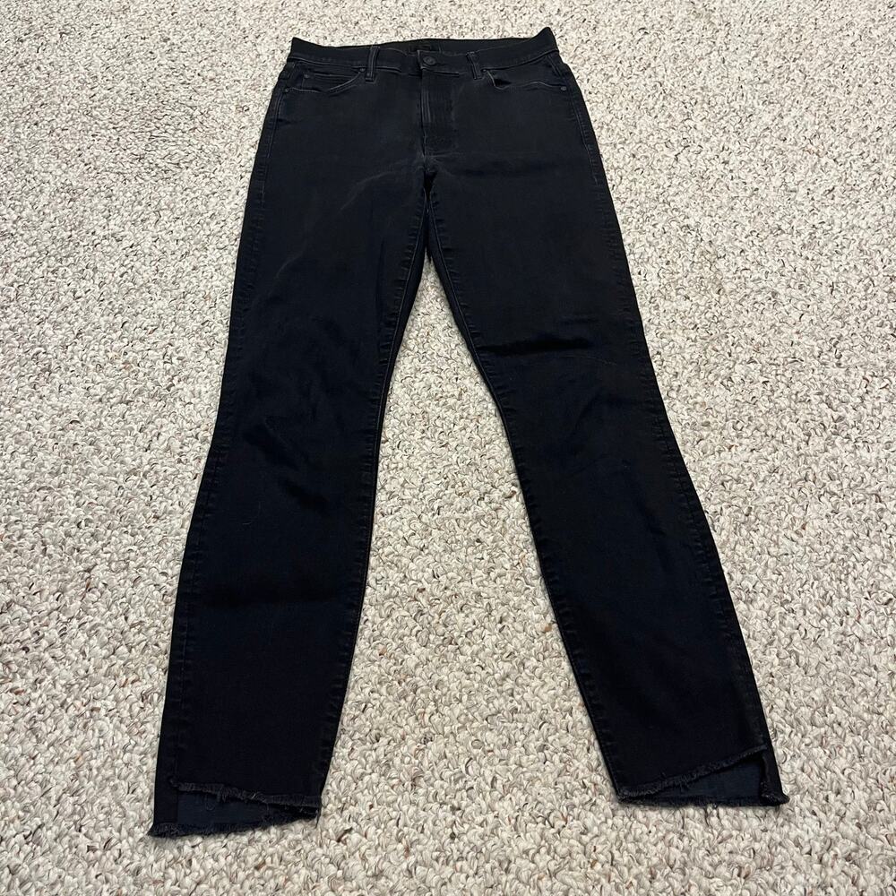 Mother The Stunner Zip Ankle Step Fray Jeans Sz 26 Not Guilty Black Denim Grunge